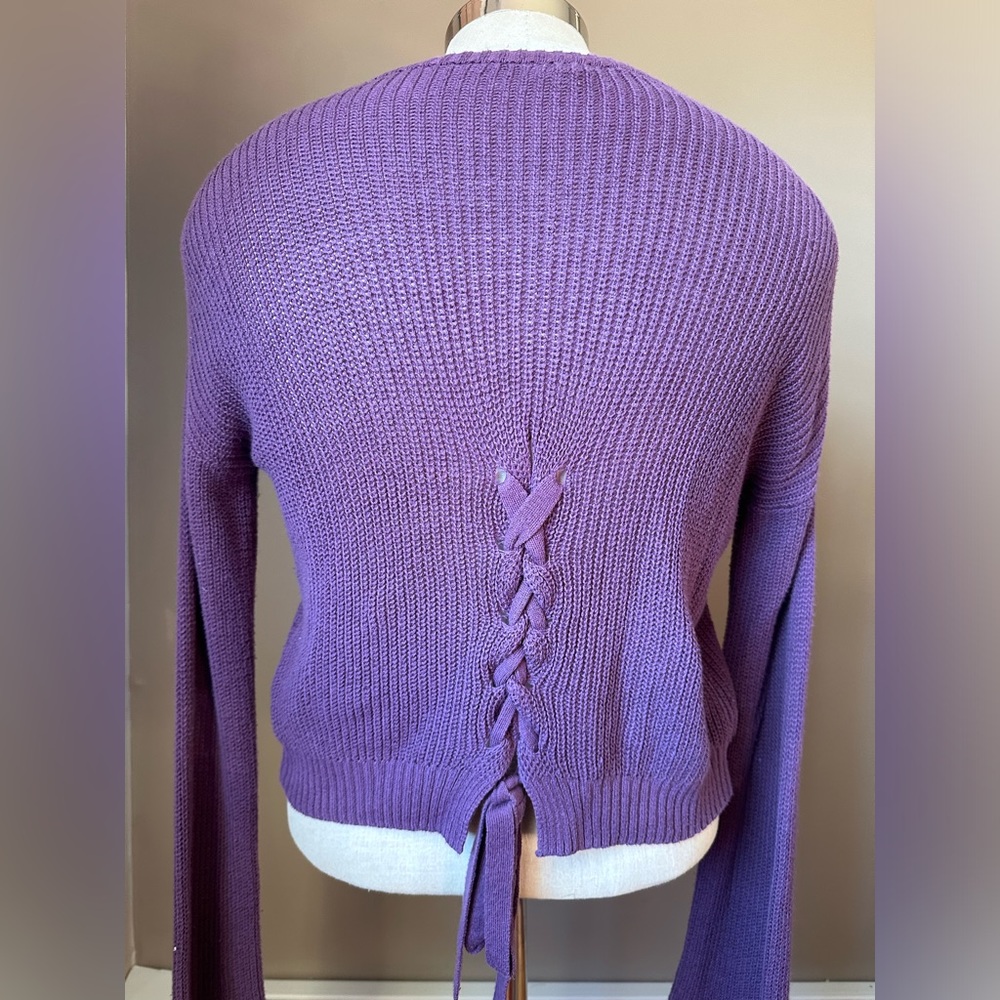 Garage Purple Sweater with Back Bow Detail